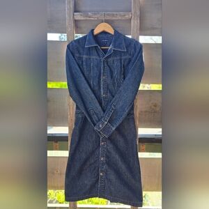 '90s Y2K Earl Jean Women's Denim Collared Long Sleeve Button-Up Dress